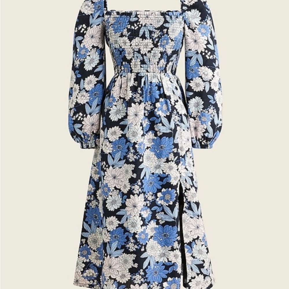 J. Crew Floral Midi Dress - Black and Blue